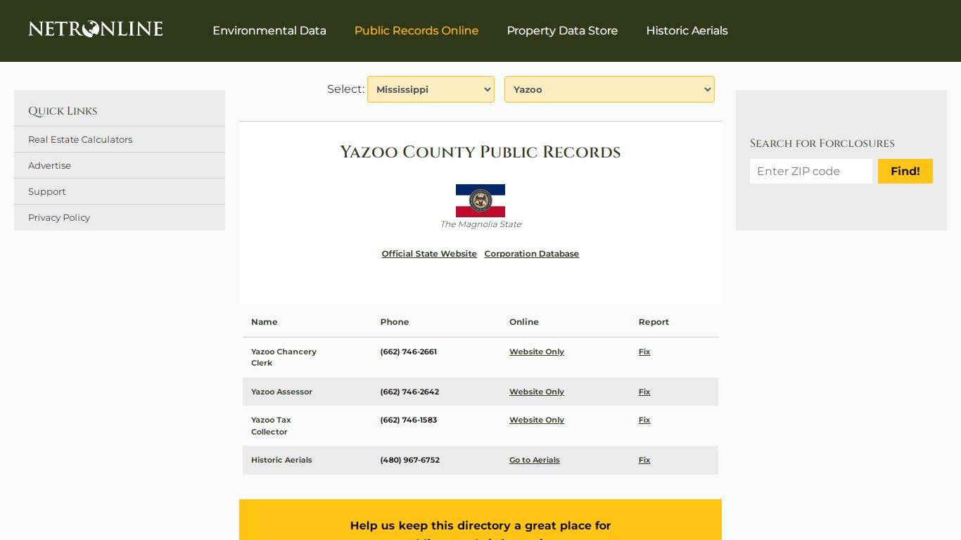 Yazoo County Public Records - NETROnline.com