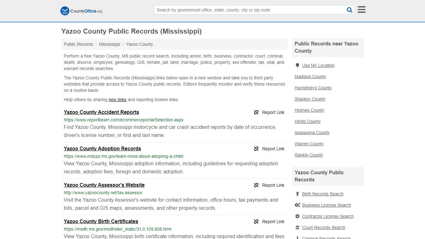 Public Records - Yazoo County, MS (Business, Criminal, GIS, Property ...