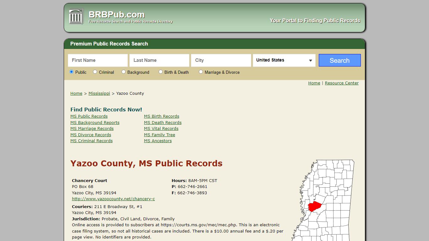 Yazoo County Public Records | Search Mississippi Government Databases