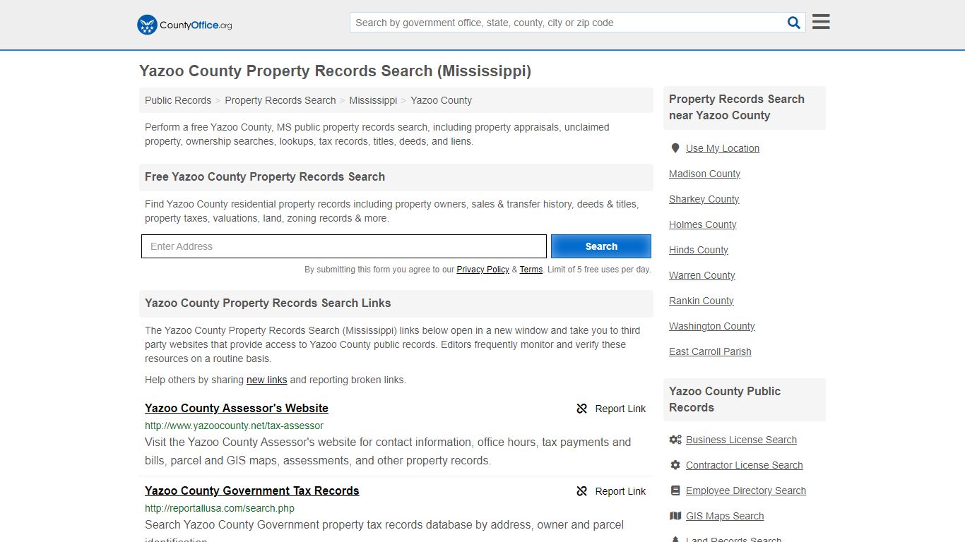 Yazoo County Property Records Search (Mississippi) - County Office